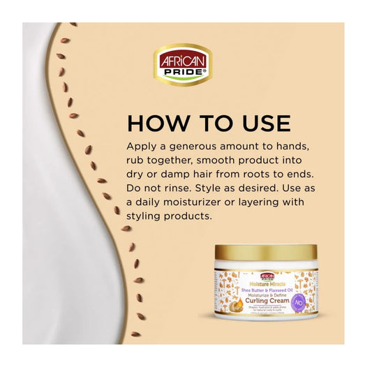 AFRICAN PRIDE Moisture Miracle Shea Butter & Flaxseed Oil Curling Cream, 12oz