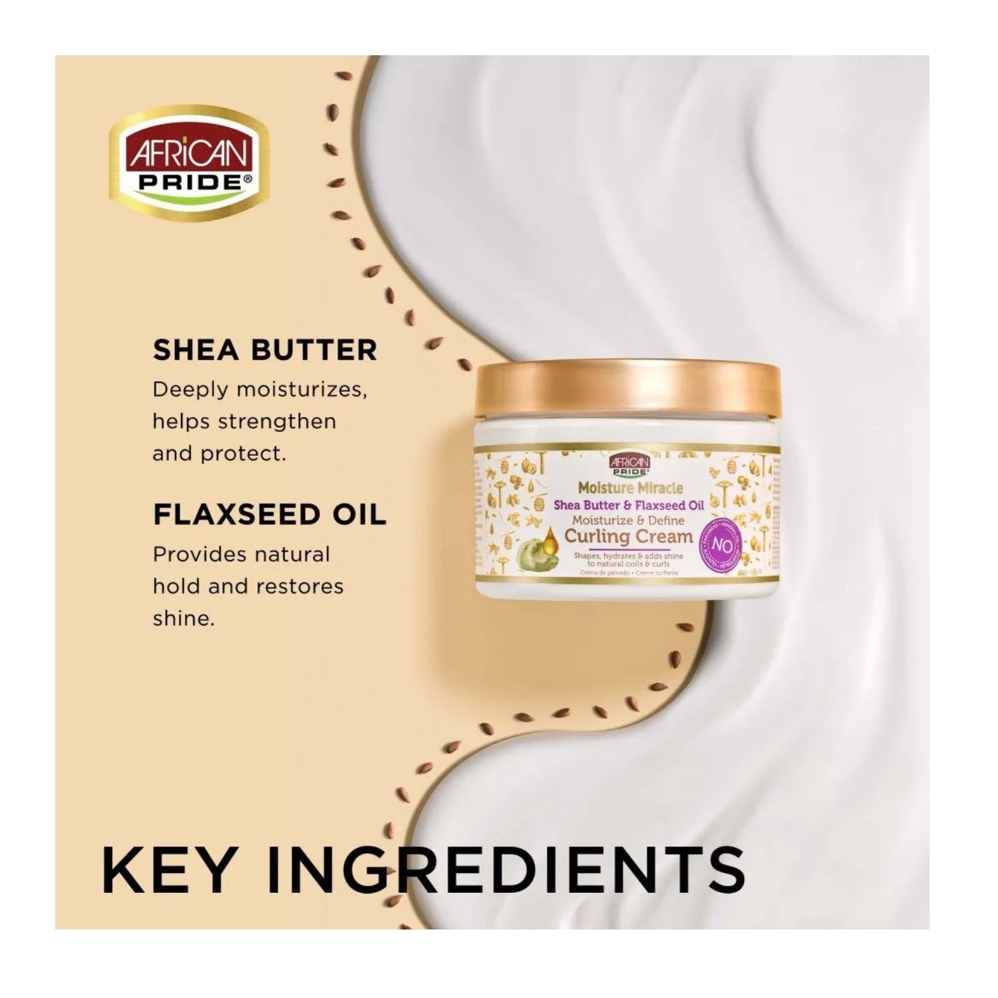 AFRICAN PRIDE Moisture Miracle Shea Butter & Flaxseed Oil Curling Cream, 12oz