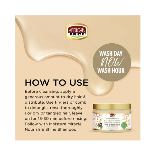 AFRICAN PRIDE Moisture Miracle Aloe & Coconut Water Pre-Shampoo, 12oz