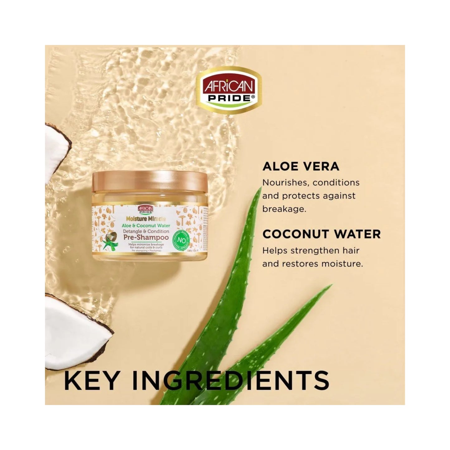 AFRICAN PRIDE Moisture Miracle Aloe & Coconut Water Pre-Shampoo, 12oz