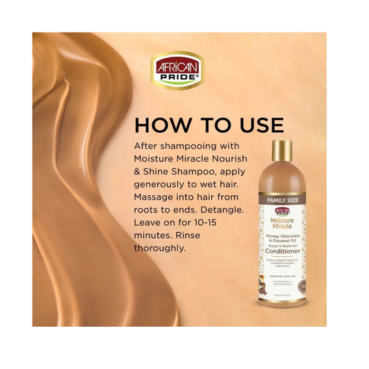 AFRICAN PRIDE Moisture Miracle Honey, Chocolate & Coconut Oil Conditioner, 16oz