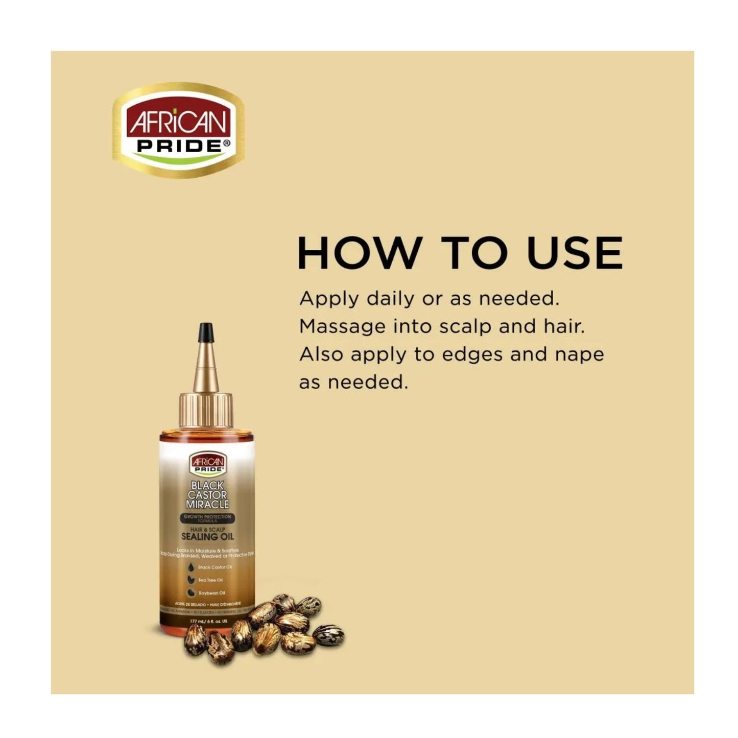 AFRICAN PRIDE Black Castor Miracle Sealing Oil, 6fl oz