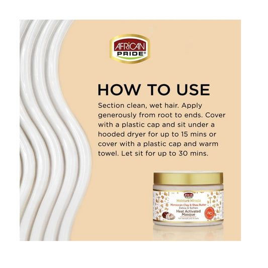 AFRICAN PRIDE Moisture Miracle Moroccan Clay & Shea Butter Masque, 12oz