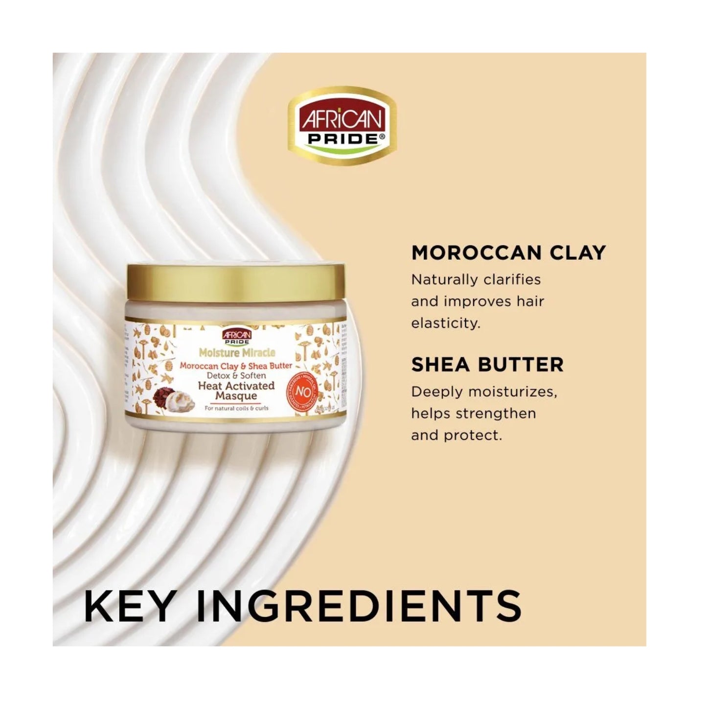 AFRICAN PRIDE Moisture Miracle Moroccan Clay & Shea Butter Masque, 12oz