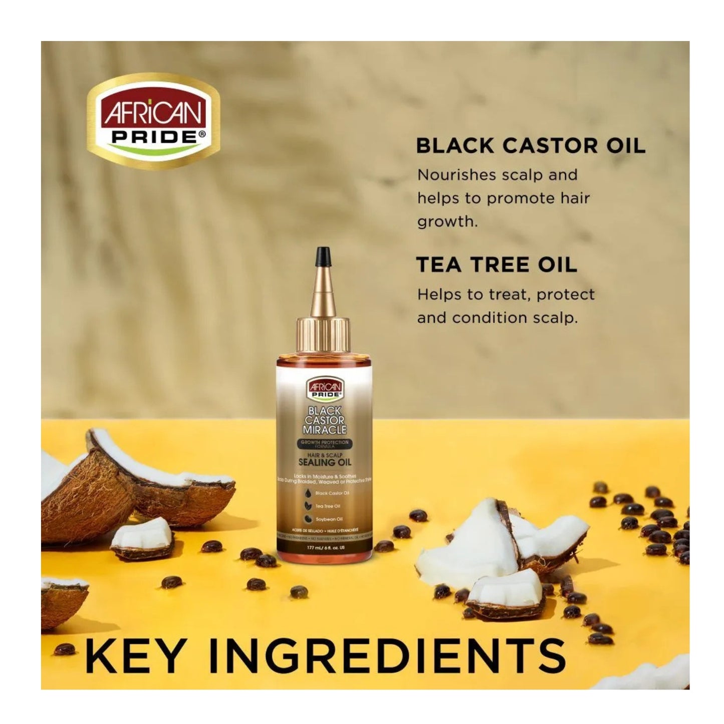 AFRICAN PRIDE Black Castor Miracle Sealing Oil, 6fl oz