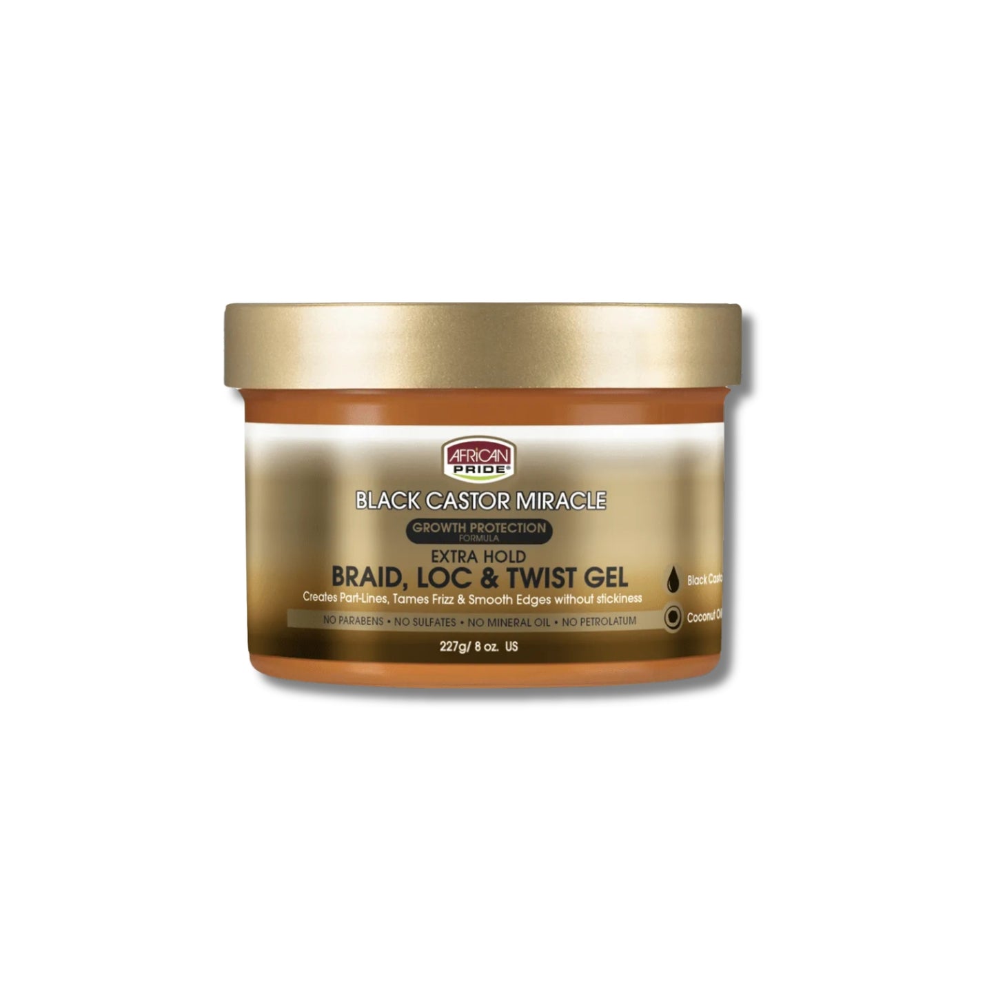 AFRICAN PRIDE Black Castor Miracle Braid, Loc & Twist Gel, 8oz