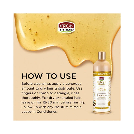 AFRICAN PRIDE Moisture Miracle Honey & Coconut Oil Shampoo, 16oz
