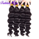 Fashion Plus - Loose Wave 100% Human Hair Brazilian Virgin Weave 3PC Bundles Loose Wave Hair Extensions