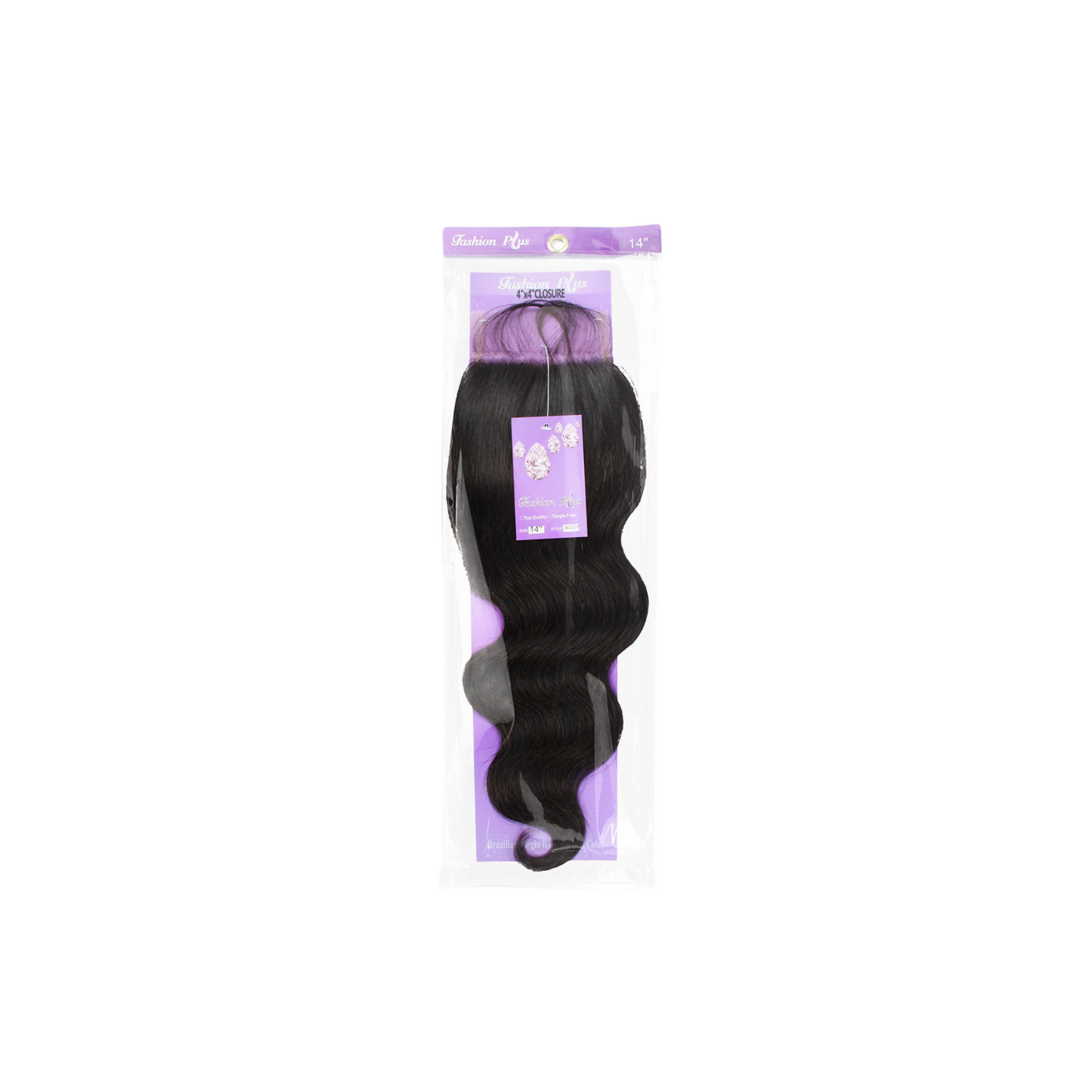 Fashion Plus - 100% Human Hair Brazilian Virgin 4x4 Lace Closure
