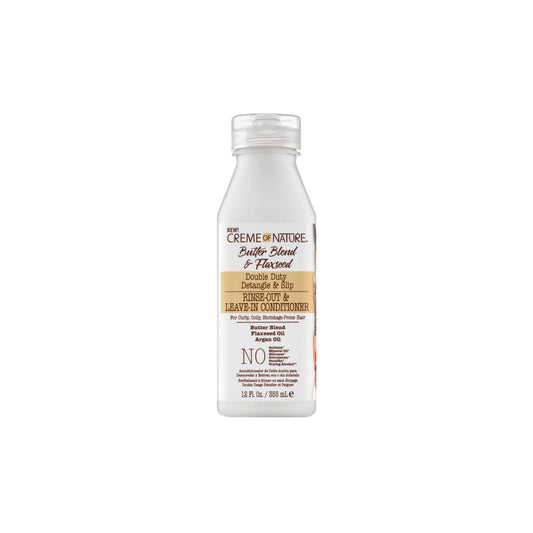 Creme of Nature Butter Blend & Flaxseed Detangle & Slip Rinse Out & Leave-In Conditioner, 12 oz