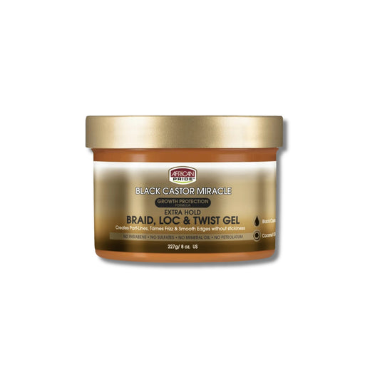 AFRICAN PRIDE Black Castor Miracle Braid, Loc & Twist Gel, 8oz