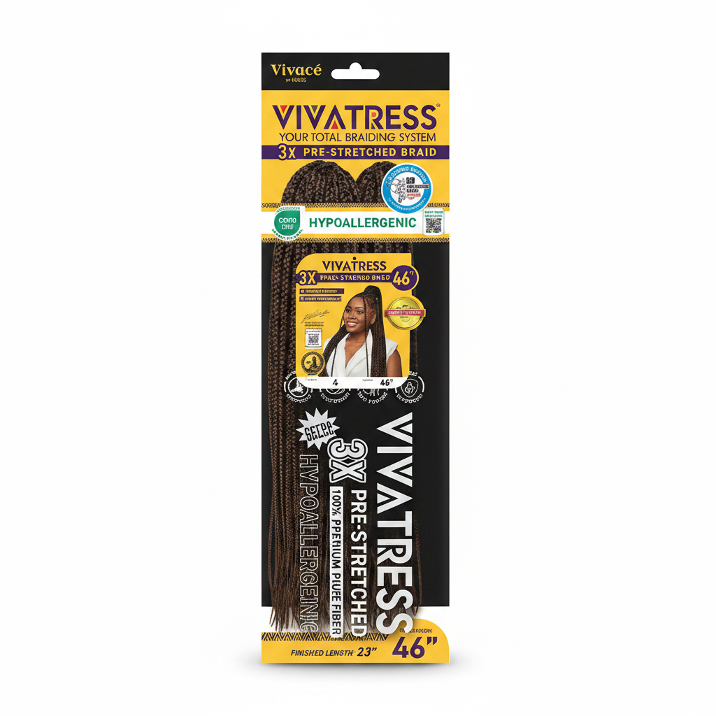 Vivatress 3X Pre-Stretched Braiding Hair 46 inch - Color 4 Medium Dark Brown