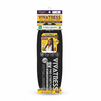 Vivatress 3X Pre-Stretched Braiding Hair 46 inch - Color 1 Jet Black