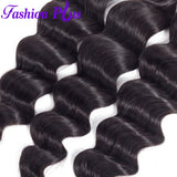 Fashion Plus - Loose Wave 100% Human Hair Brazilian Virgin Weave 3PC Bundles Loose Wave Hair Extensions