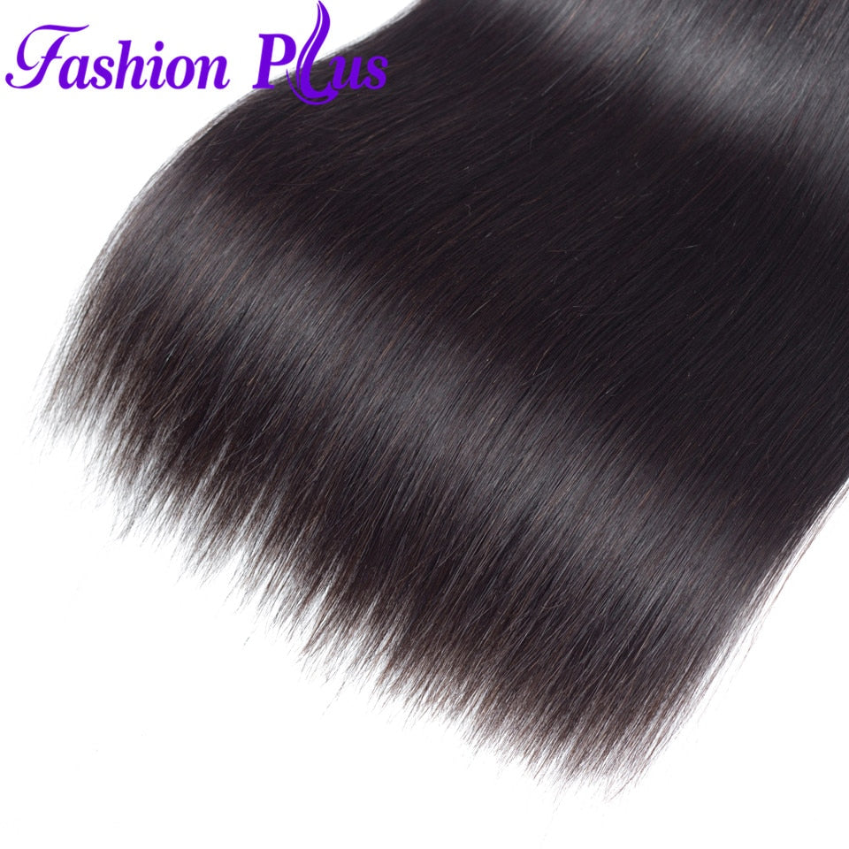 Fashion Plus - Straight 100% Human Hair Brazilian Virgin Weave 3PC Bundles Straight Hair Extensions