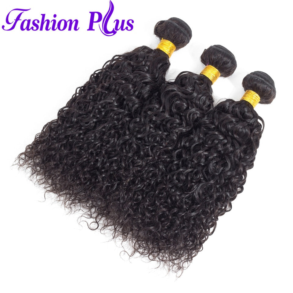Fashion Plus - Curly 100% Human Hair Brazilian Virgin Weave 3PC Bundles Curly Hair Extensions