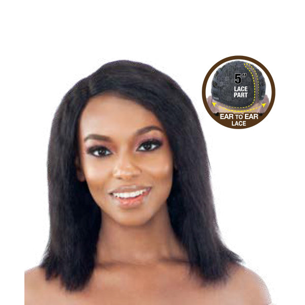 Shake-N-Go Naked Nature 100% Human Hair Wet & Wavy 5" R Part Lace Front Wig Glow Deep