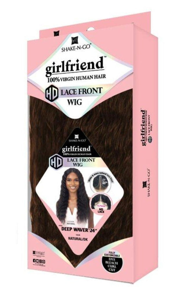 Shake-N-Go Girlfriend 100% Virgin Human Hair HD 5" C Part Lace Front Wig Deep Waver 24 Inch